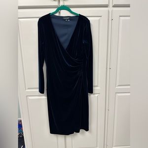 LAUREN  Ralph Lauren Dark Blue Velvet Short Dress Size-10